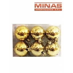 ESFERA DE NAVIDAD DE 5 CM  X 6 PCS, DORADO.