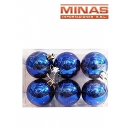 ESFERA DE NAVIDAD DE 5 CM  X 6 PCS, AZUL.