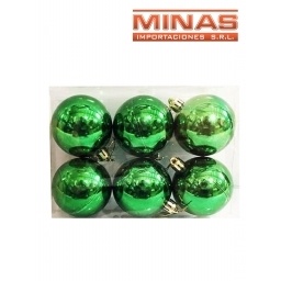 ESFERA DE NAVIDAD DE 6 CM  X 6 PCS, VERDE.