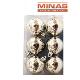 ESFERA DE NAVIDAD DE 6 CM  X 6 PCS, PLATEADO.