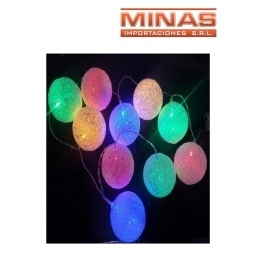 LUCES CALIDAS, 20 ESFERAS MULTICOLOR DE 6 CM, 220 V.