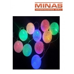 LUCES CALIDAS, 20 ESFERAS MULTICOLOR DE 4 CM, 220 V.