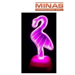 LAMPARA 4D A PILAS EN FORMA DE FLAMENCO