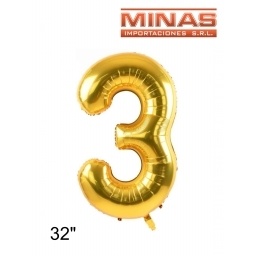 GLOBO N 3, DE 32 PULGADAS, DORADO.