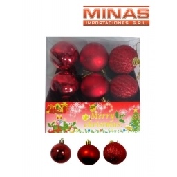 ADORNO DE NAV. ROJO 5 CM X 18 PCS, $13 CU.