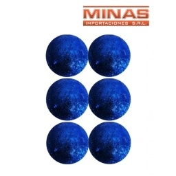 ESFERAS DE NAVIDAD DE 6 CM X 6 PCS, AZUL.