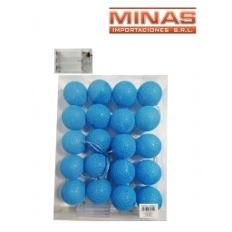 LUCES CALIDAS, 20 ESFERAS CELESTES DE 6 CM, A PILA.