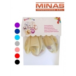 GLOBOS CON CONFETI X 6 PCS, 5 COLORES.