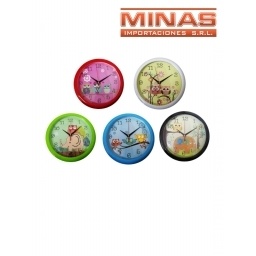 RELOJ DE PARED 28 CM ,4 COLORES BUHO.