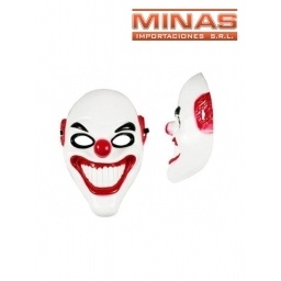 MASCARA PAYASO BLANCA CON ROJO.
