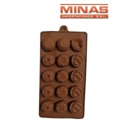 MOLDES DE SILIC. PARA 15 CHOC,FLORES.,20 CM X 11 CM,FLORES.