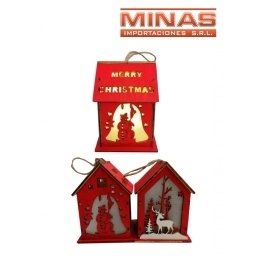 CASITA DE NAVIDAD CON LUZ 11 X 8 CM DOS MODELOS
