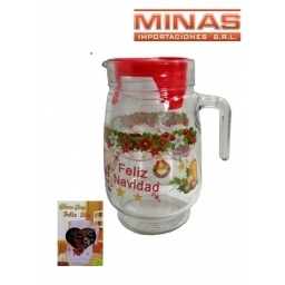 JARRA NAVIDEA DE VIDRIO C/ TAPA, EN CAJA.