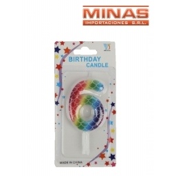 VELA NUMERO 6 MULTICOLOR.