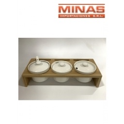 SET DE CONDIMENTOS CERMICA Y MADERA