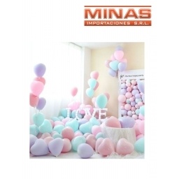 GLOBOS CORAZON X 10 UND,TONOS  PASTEL.