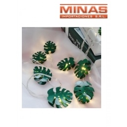 GUIRNALDA DE 10 LUCES LED, HOJITAS VERDE.