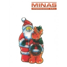 LUMINOSO LED SANTA CON RENO  X 45 CM, DOBLE. 220 V.