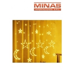 CORTINA NAVIDEA CON 12 ESTRELLAS Y LUNAS  X 3 M, CALIDA, 220 V.