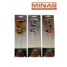 CAKE TOPPER N 5, ROSA, PLATEADO O DORADO.