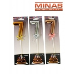 CAKE TOPPER N 7, ROSA, PLATEADO O DORADO.