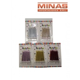 VELAS PARA CUMPLEAOS 6 PCS 5 COLORES