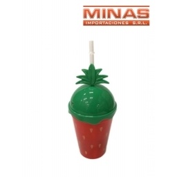 VASO FRUTILLA CON SORBITO Y TAP X 16 CM.