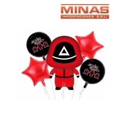 GLOBO JUEGO DEL CALAMAR 5 PCS