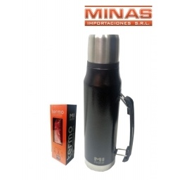 TERMO DE ACERO INOXIDABLE 1L EXCELENTE CALIDAD NEGRO.