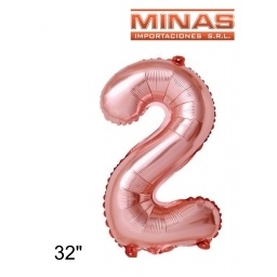 GLOBO N 2, DE 32" EN BOLSA,ROSA GOLD.