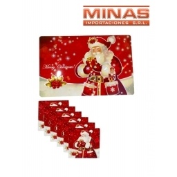 INDIVIDUAL PARA NAVIDAD 42 X 28 CM 6 MODELOS MAS 6 POSA VASOS