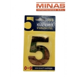 NUMERO 5 PARA PUERTA COLOR DORADO