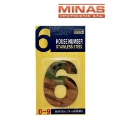 NUMERO 6 PARA PUERTA COLOR DORADO