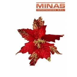 FLOR NAVIDEA X 22 CM, ROJO Y DORADO.