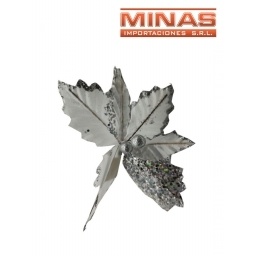 FLOR NAVIDEA X 20 CM, GRIS Y PLATEADO.