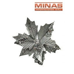 FLOR NAVIDEA X 20 CM, PLATEADO.