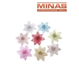 FLORES NAVIDEAS DE 14 CM X 4 UND, SURTIDAS.