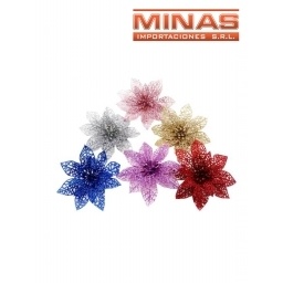 FLORES NAVIDEAS DE 10 CM X 6 UND, SURTIDAS.