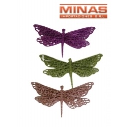 LIBELULAS NAVIDEAS DE 17 CM X 3 UND, SURTIDAS.