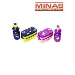 LUNCHERA  DOS DISEOS CON BOTELLA