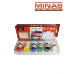 PALETA + PINCEL + 6 PINTURAS AL OLEO DE 25 ML,
