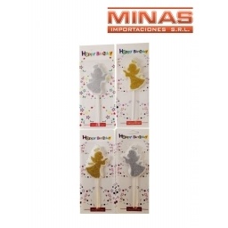 VELAS ANGELITO DORADA Y PLATEADA.