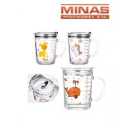 VASO GRADUADO CON SORBETE  INFANTIL DE 400 ML , 4 DISEOS