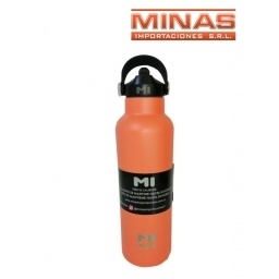 BOTELLA TERMICA DE ACERO INOXIDABLE MANTIENE EL FRIO 24H 500 ML, CORAL.