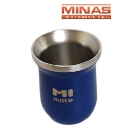 MATE DE ACERO INOXIDABLE EXCELENTE CALIDAD AZUL X 160 ML.