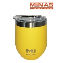MATE DE ACERO INOXIDABLE EXCELENTE CALIDAD X 220 ML, AMARILLO.