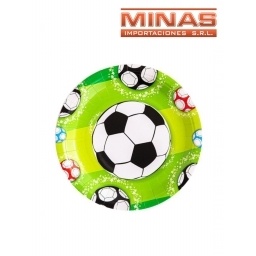 PLATOS PELOTA DE  FUTBOL X 10 UND, 18 CM.
