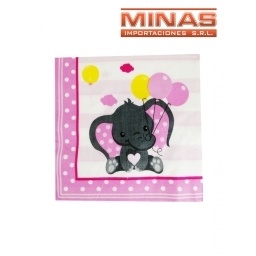 SERVILLETAS  ELEFANTITO X 20 UND, 33 CM X 33 CM.