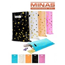 BOLSA PARA SORPRESITAS 16 CM X 15 CM,12 UND,ESTRELLITAS.