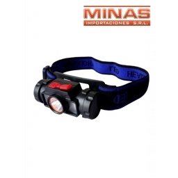 LINTERNA MINERO 3 W LED + 6 LED, USB.